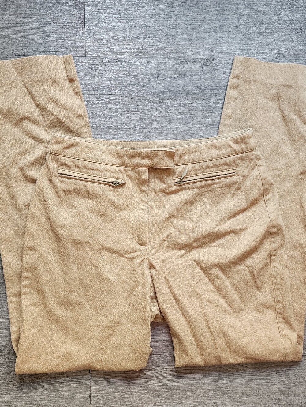 Vintage Liz Sport Tan Dress Pants Size 6P Pockets High Waisted Straight Leg